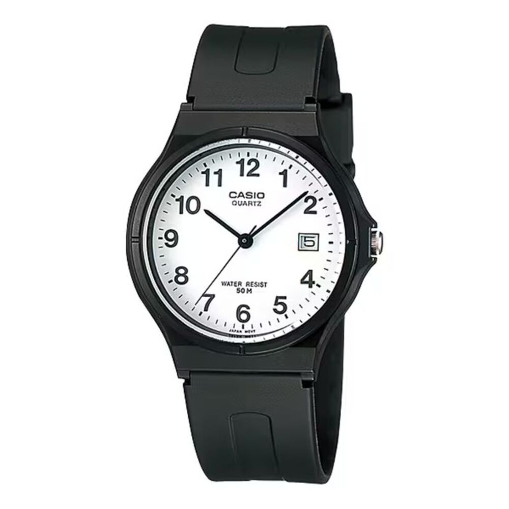 Casio Men’s Black Watch with White Dial - MW-59-7BVDF